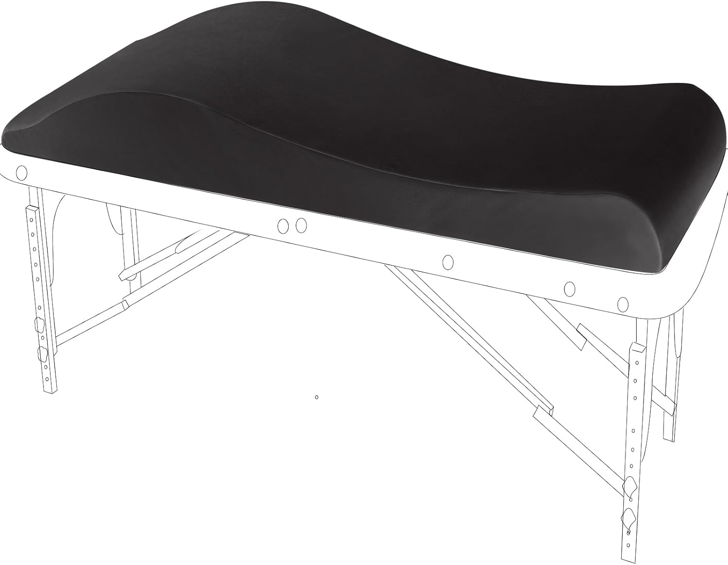 Lash Bed Foam Topper, Ergonomic Curvy Eyelash Mattress Topper for Massage Table, Beauty Salon Massage Table Padding Topper, 30D Esthetician Bed Cushion with Removable Cover (Black-60 cm)